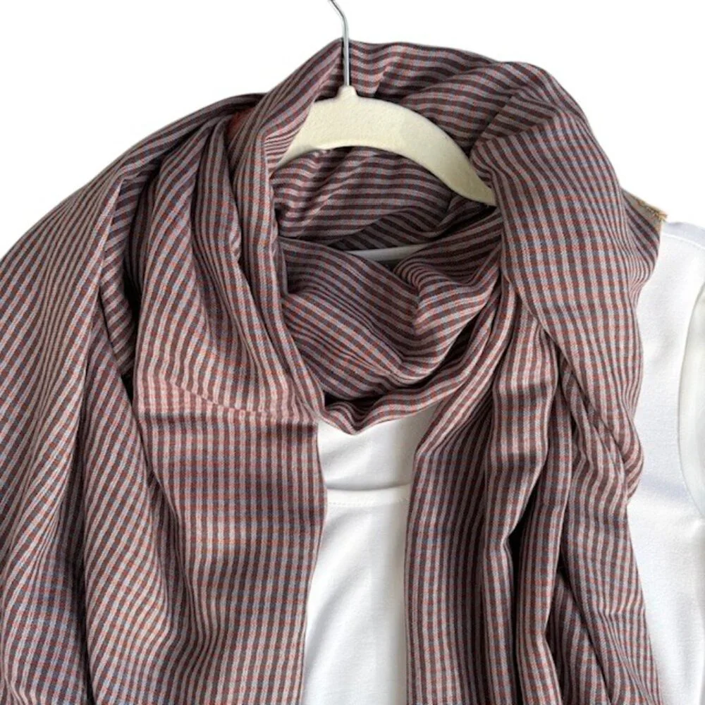 Luxurious Reversible Cashmere Scarf/Wrap Blue Green Rust Gray
